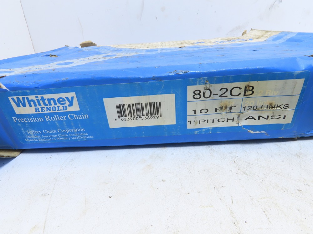 Whitney 80-2CB COT Cottered 1"Pitch Precision Roller Chain 10'FT W/Master Link