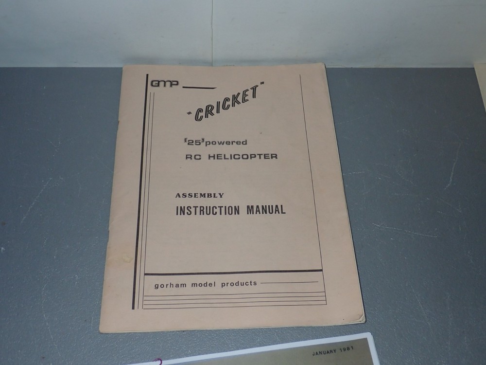 Gorham Cricket 25 RC Helicopter Assembly Instruction Manual