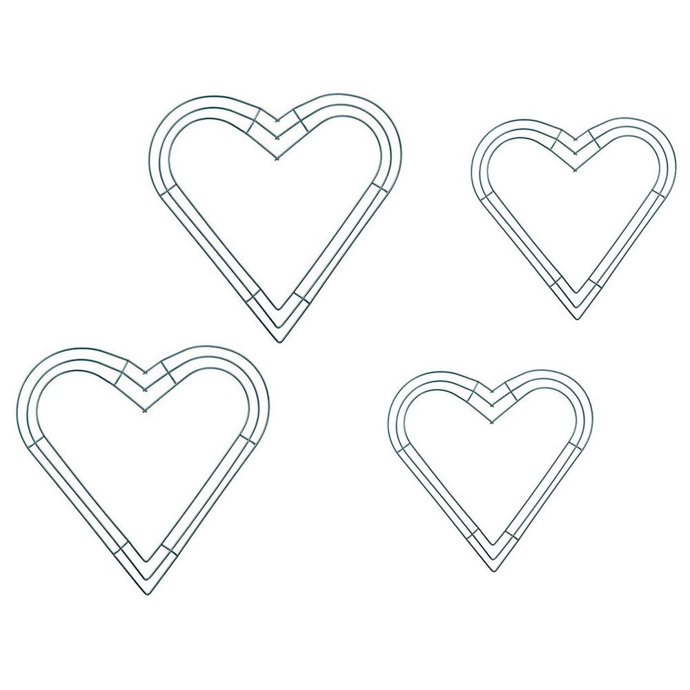 4 Pcs Iron Wreath Circle Flower Hoops DIY Frame Heart Shape Form