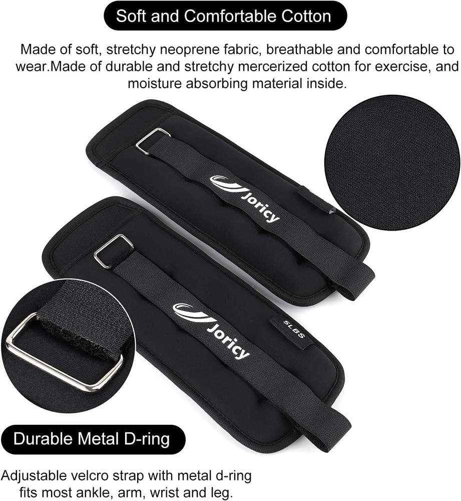 Adjustable Ankle Weights Pair 10LBS for Strength Training and Physical Therapy
