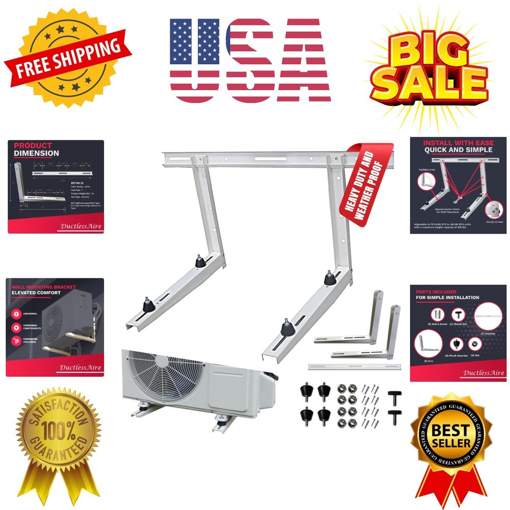 Outdoor Wall Bracket - Mini Split Mounting Bracket - Ductless Air Conditioner...