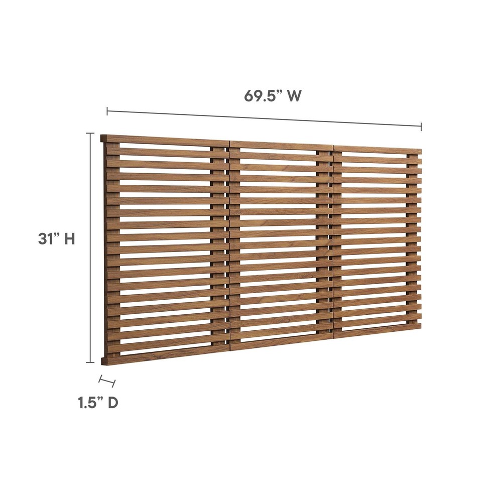 Modway Render Mid-Century Modern Wall-Mount Queen Headboard in Walnut
