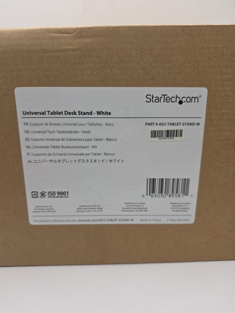 StarTech Adjustable Universal Tablet Desk Stand White ADJTABLETSTANDW