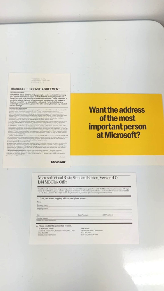 Microsoft Visual Basic Standard Edition Version 4.0 used complete Win 95 1996