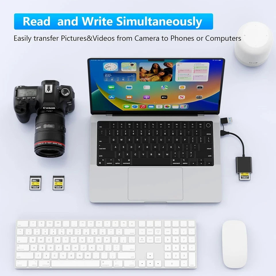 CFexpress Type B Card Reader with USB 3.2 (Gen 2) 10Gbps, USB-C&USB-A 2-in-1 Typ