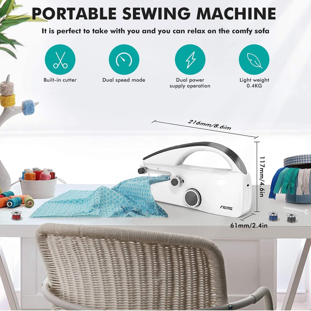 Mini Handheld Sewing Machine Electric Portable Stitch Tool with Full Kit