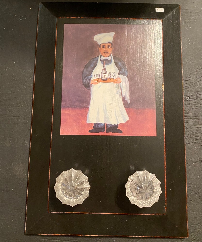 14 X 9" Chef Waiter Decorative Wall Hanging With 2 Apron Knobs