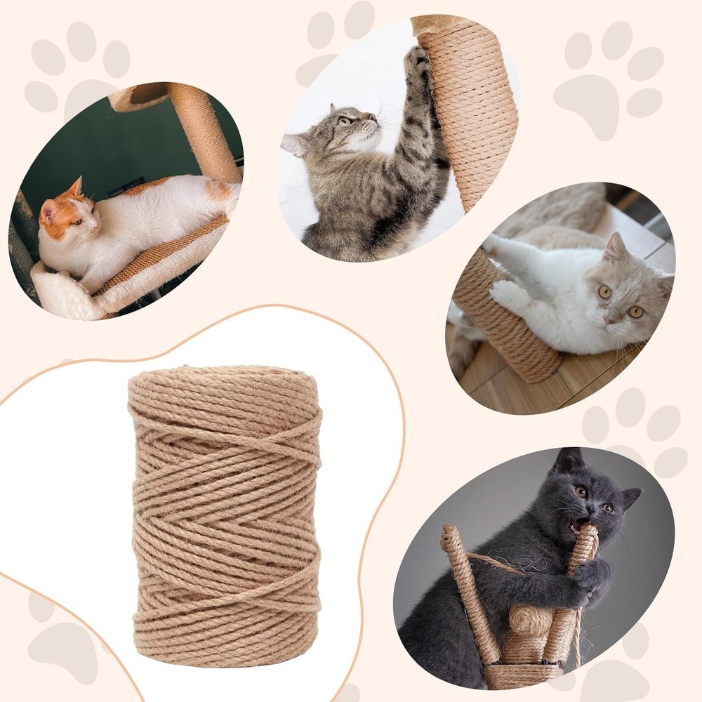 Versatile 33FT Hemp Sisal Rope for Cats - Durable Scratching Post Replacement