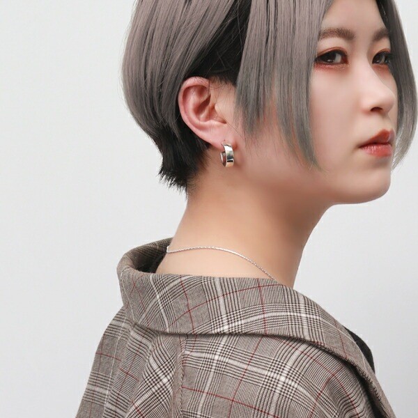 6mm Flat Plain Half Hoop Stud Earrings Pair, 925 Silver