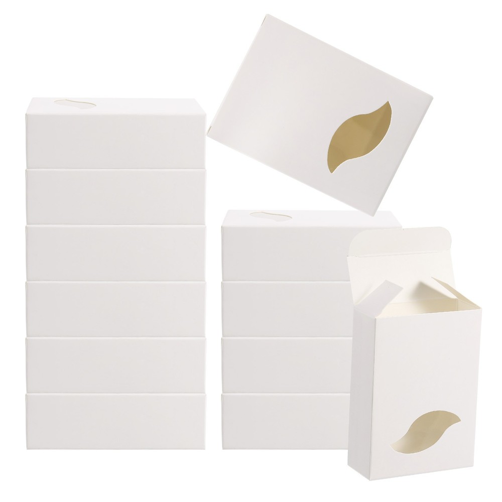 4"x3"x1" Paper Soap Box with Window, 30 Pack Soap Boxes Leaf, White