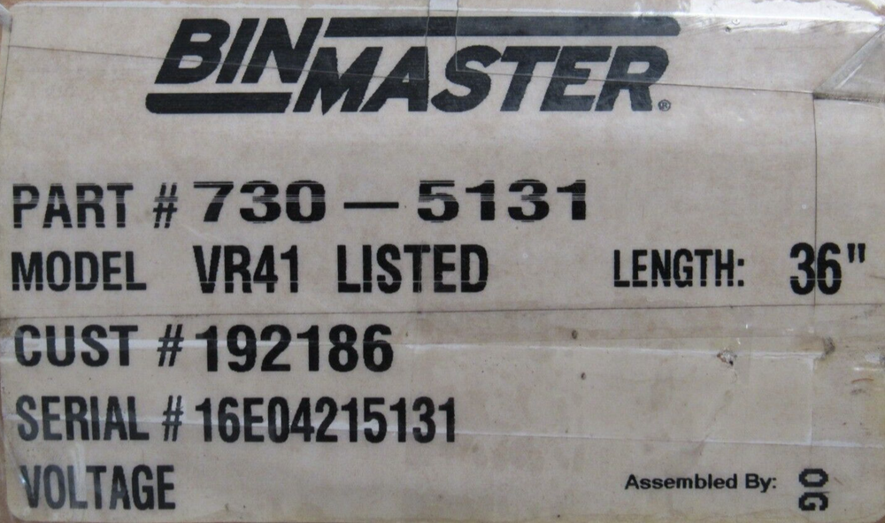 NEW BIN MASTER 730-5131 VIBRATING ROD LEVEL SENSOR WITH PIPE EXTENSION 36" VR-41