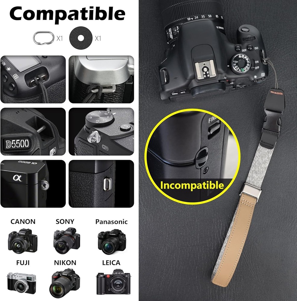 Camera Wrist Strap with Quick Release Buckle. Sturdy Nylon Rope Hand Strap Co...