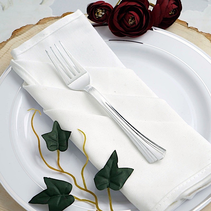 25 Plastic SILVER FORKS Disposable TABLEWARE Party Wedding Catering Light Gray