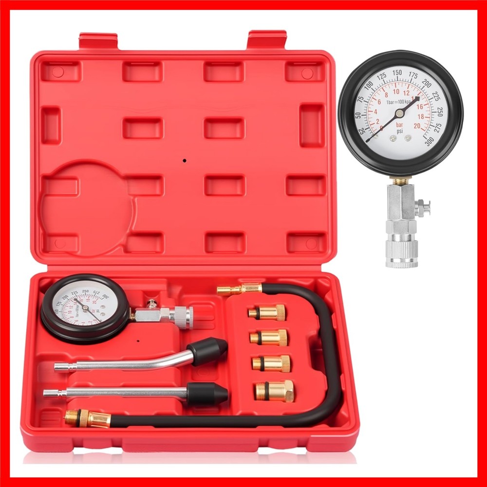 8-Piece Professional Petrol Engine Compression Tester Kit