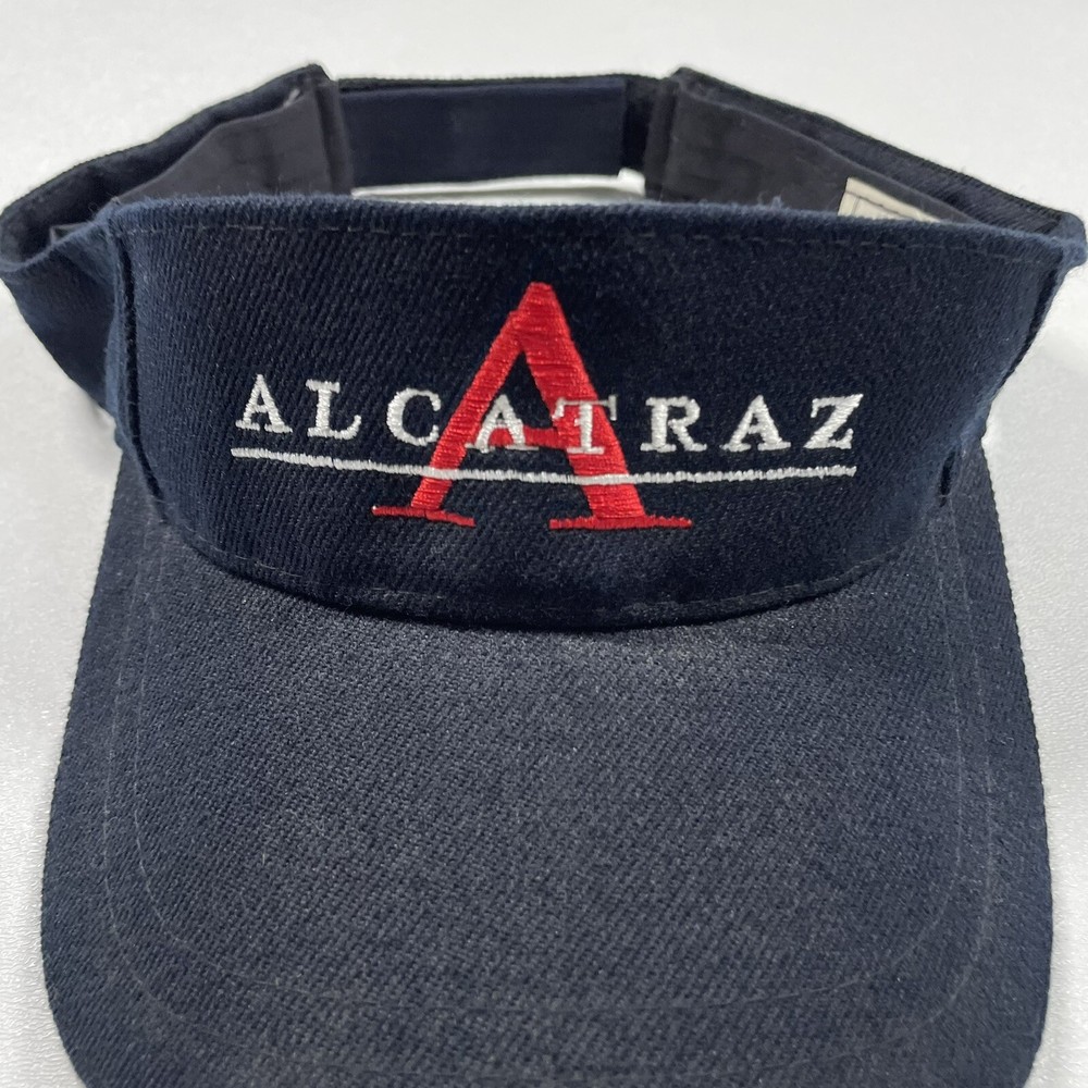 Alcatraz Visor Hat Cap Men’s Black Strapback Embroidered Wool Blend