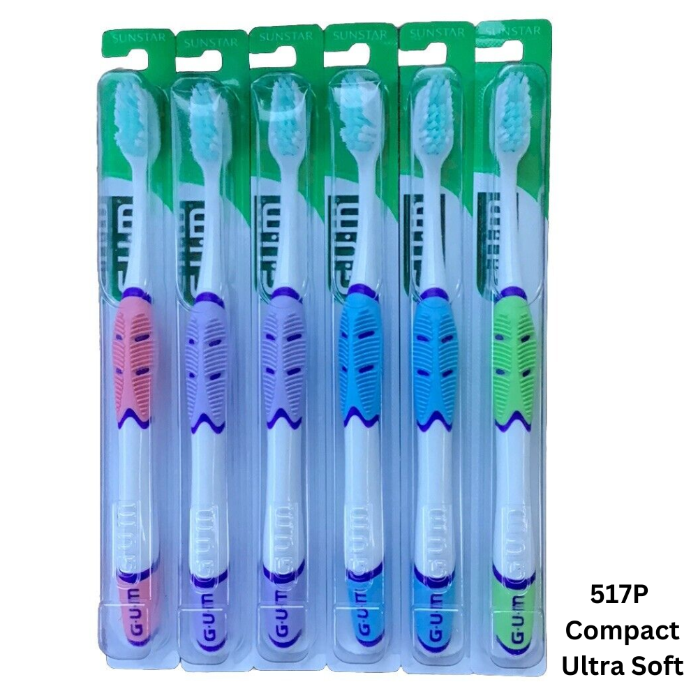 517P GUM Technique Sensitive Care Toothbrush, Compact Ultra Soft, 6-Pack