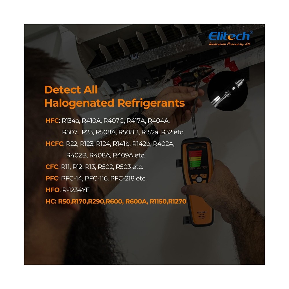 Elitech HVAC Refrigerant Leak Detector Heated Diode Sensor Halogen Freon Snif...