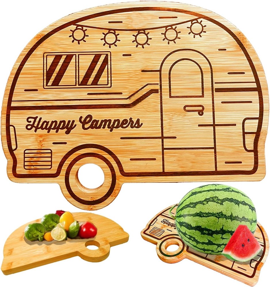 Large Bamboo Camper Cutting Board,Kitchen Serving&Chopping Board,RV Camping Gift
