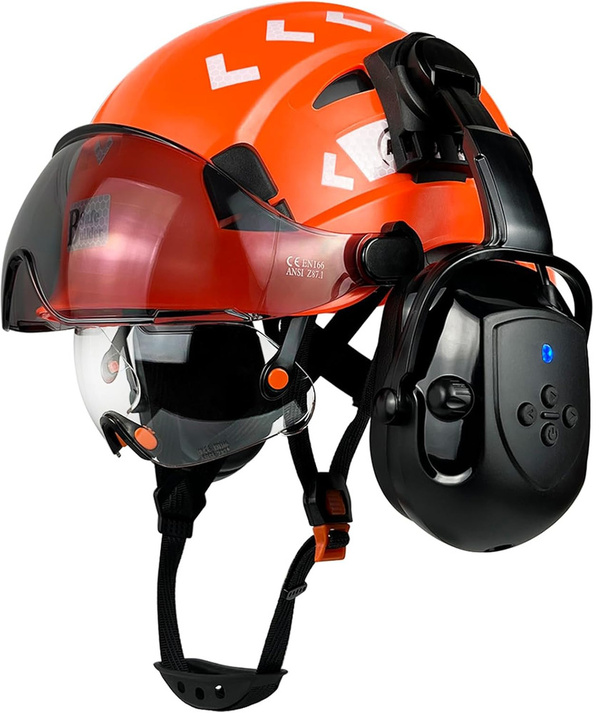Bluetooth Safety Helmet with Visor & Ear Muffs, ANSI Z89.1 Certified