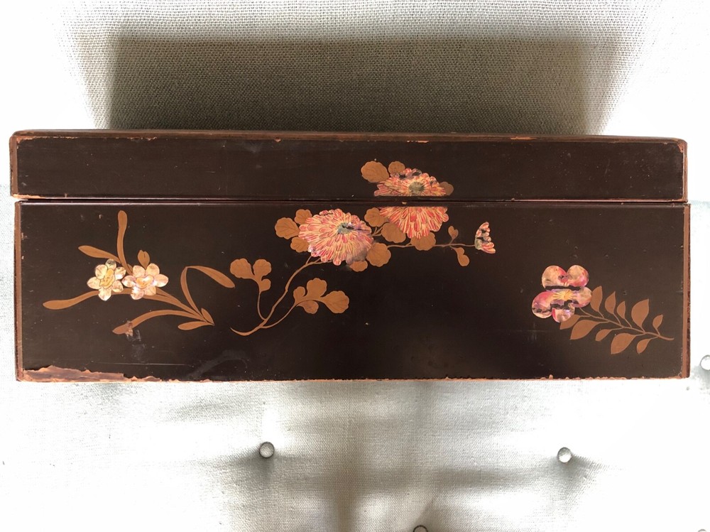 Japanese Lacquer Document Box 12.5 x 15.5 x 5 3/4