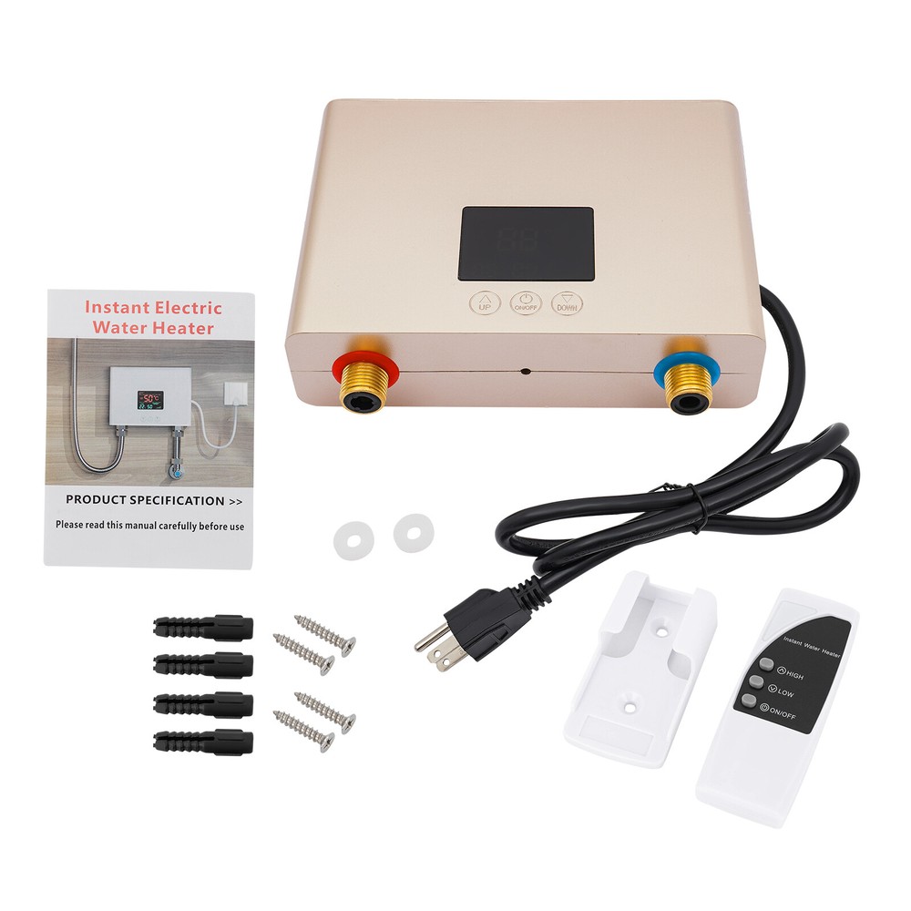 3000W Mini Electric Water Heater Wall Mounted Tankless Water Heater 86℉-131℉