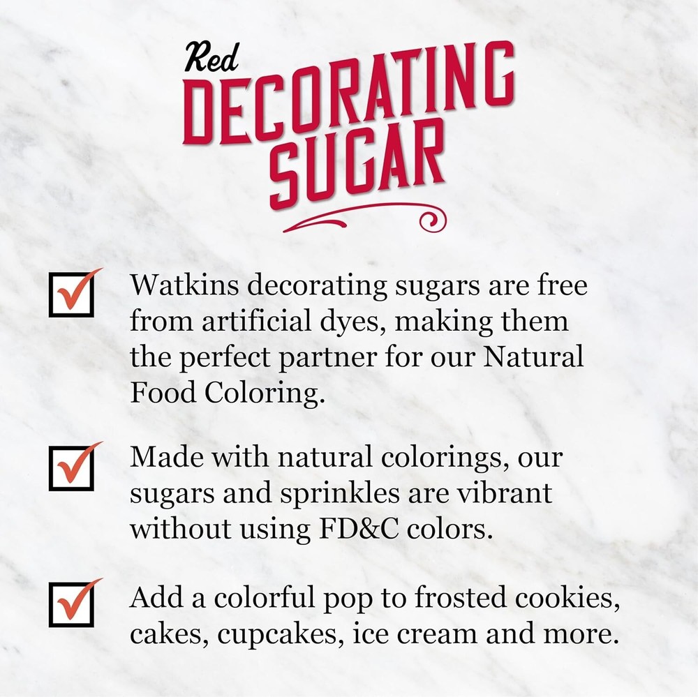 Watkins Red Decorating Sugar, 4.7 Ounce Jar, 3-Pack New Sealed