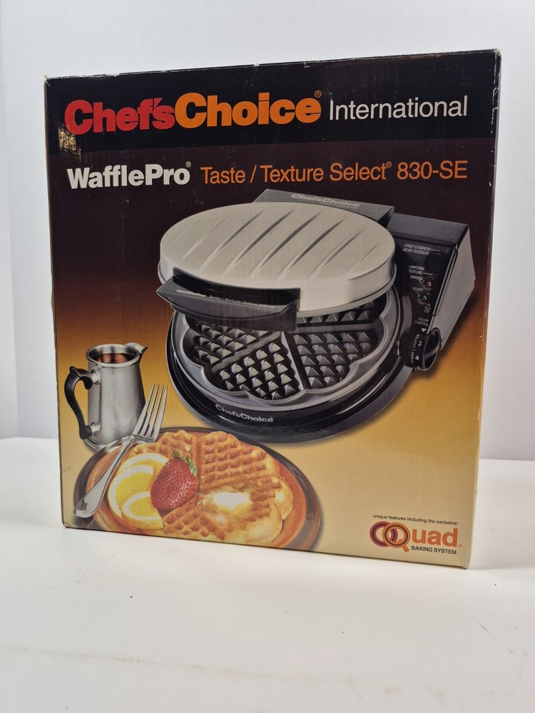 Chef’s Choice International 830-SE Waffle Maker, Taste/Texture Control, NEW