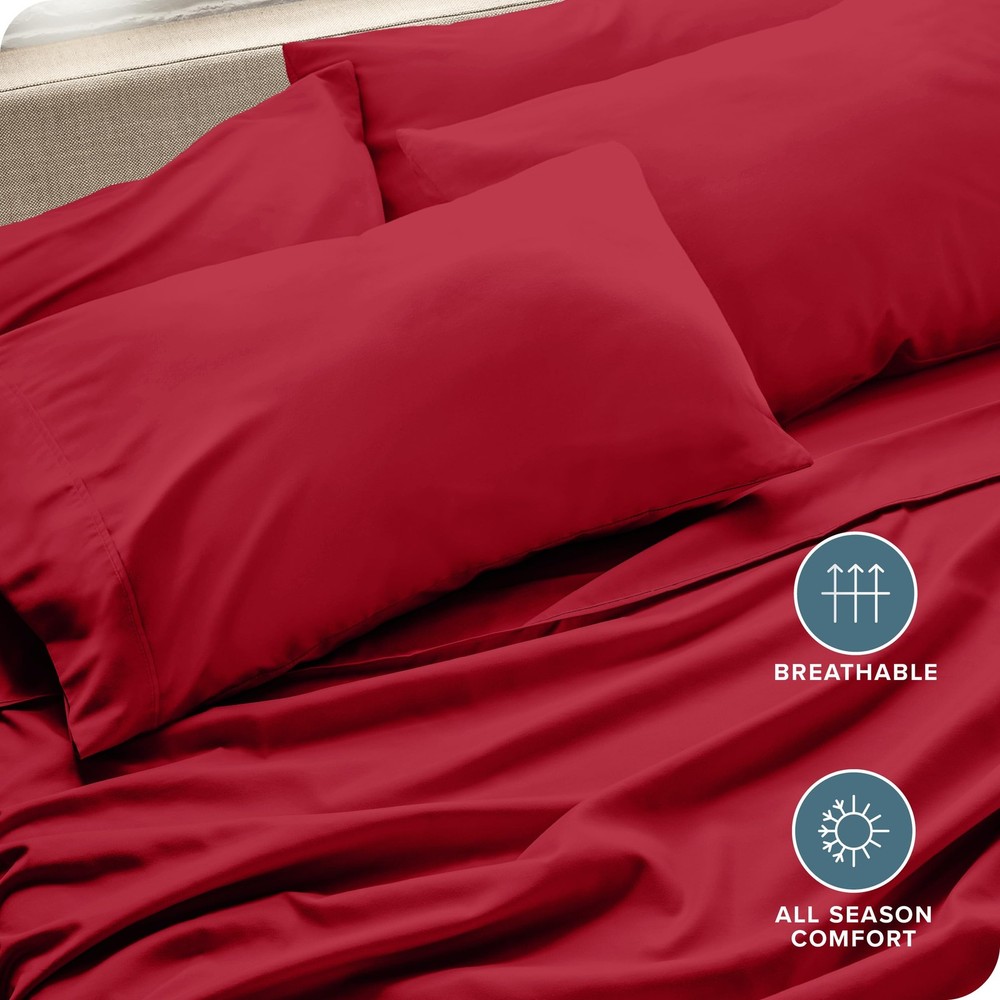 Bare Home Microfiber Pillowcases 20x30 Standard Queen 4 Pack Red