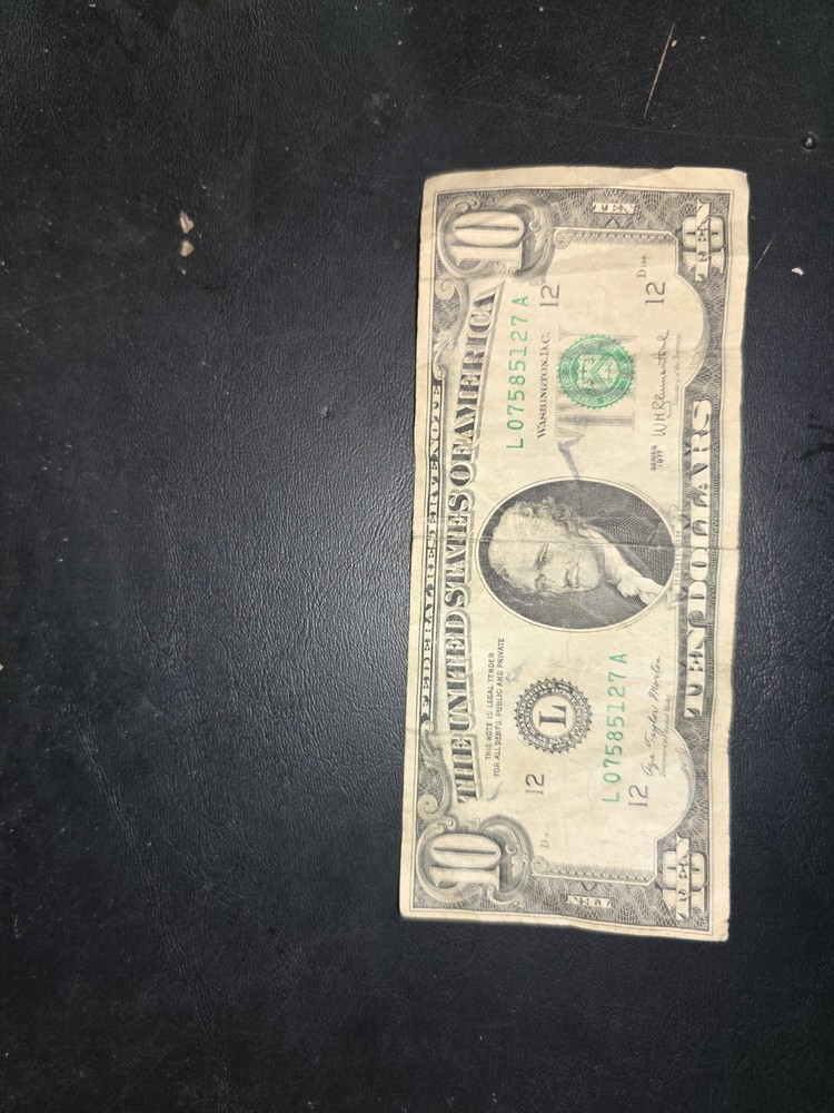 10 Dollar Bill 1977 Error Misaligned