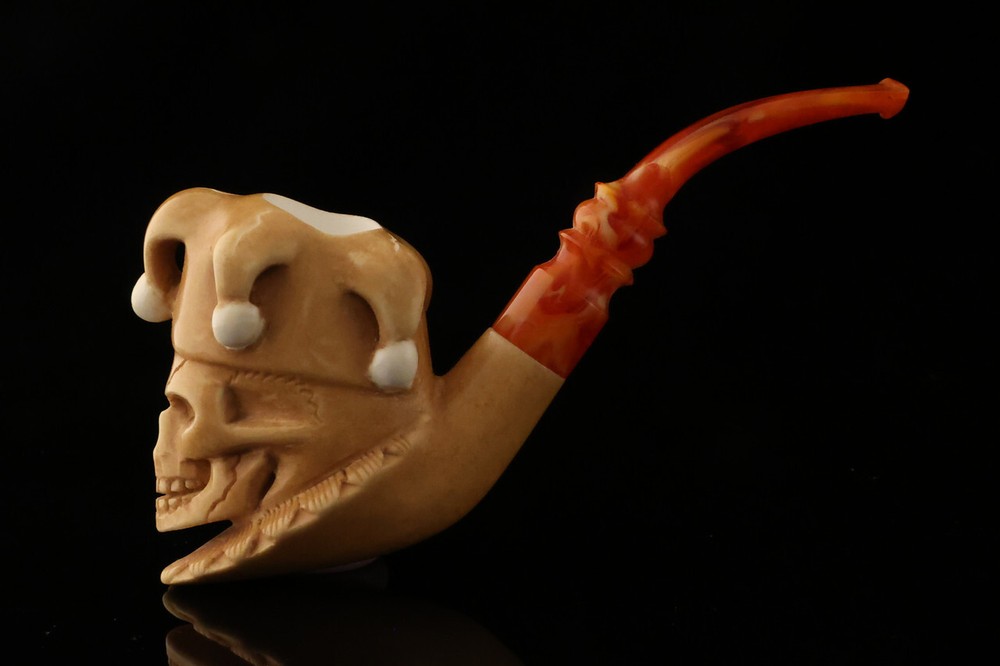 srv - Jester Block Meerschaum Pipe with fitted case 15400