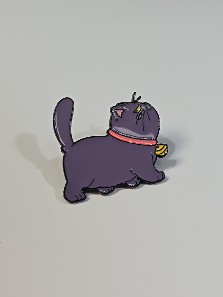 Cute Purple Cat With Tail Up Lapel Pin