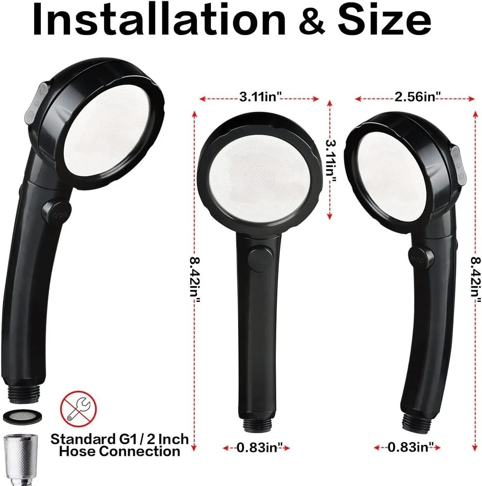 High Pressure Water Saving 3 Mode with ON/Off Pause Function Handheld Showerhead
