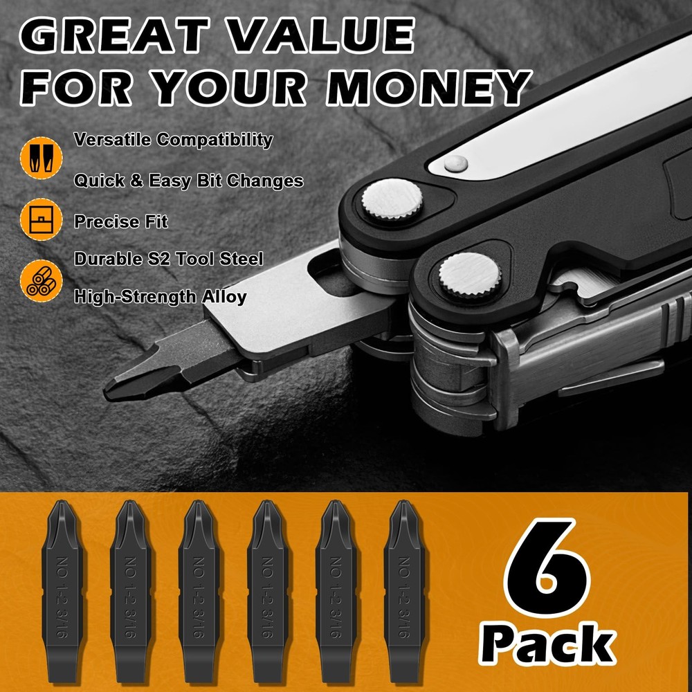 6Pack DoubleSided Screwdriver Bits Compatible with Leatherman MultiTools – #1...