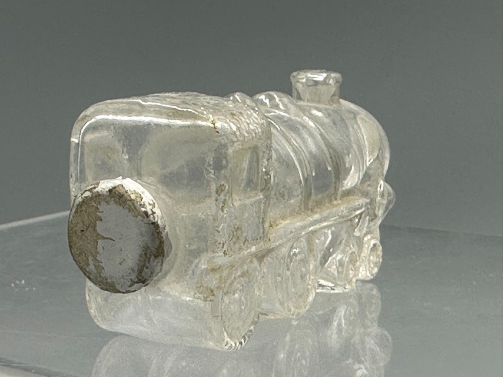 1940s TRAIN ENGINE Locomotive STOUGH Tiny One Glass CANDY CONTAINER E&A 475