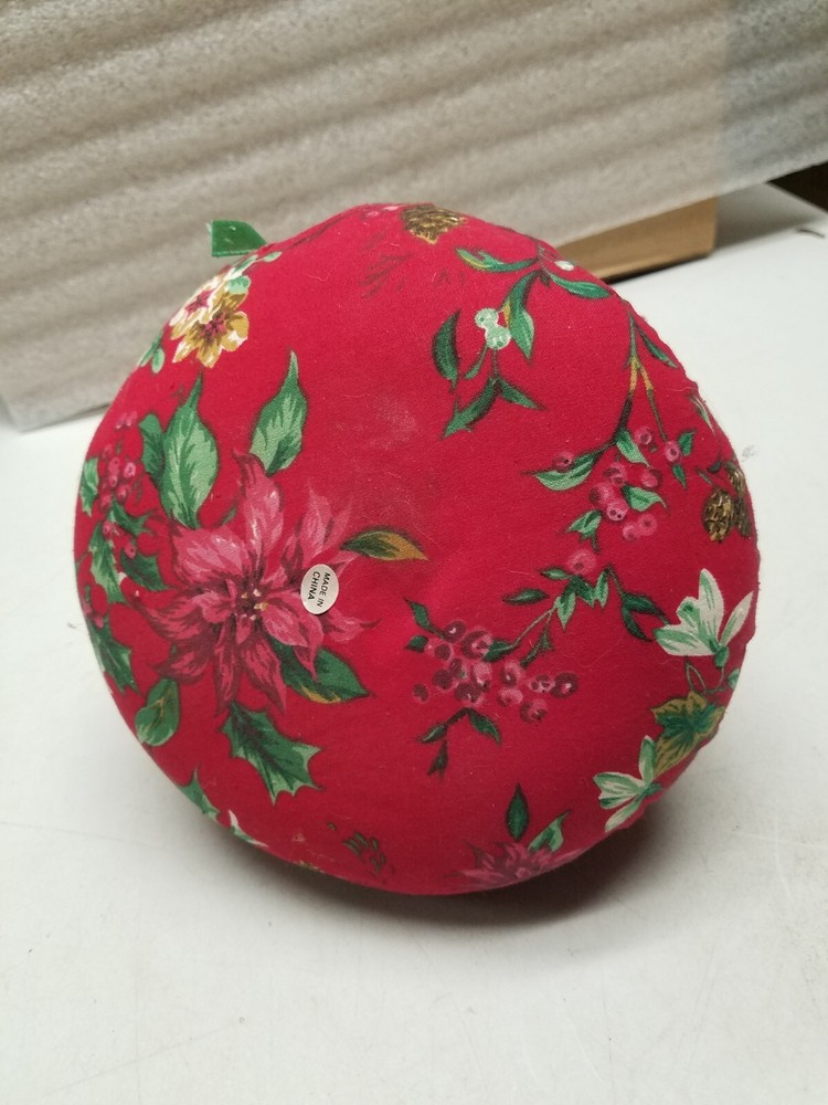 Red Floral Padded Cloth Basket with Handle (B)
