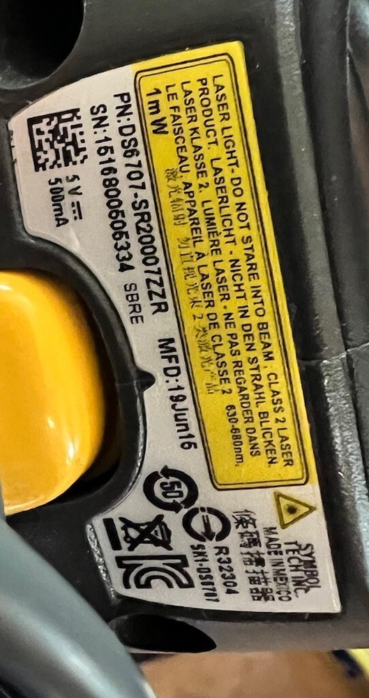 Genuine OEM Symbol DS6707-SR20007ZZR Barcode Scanner