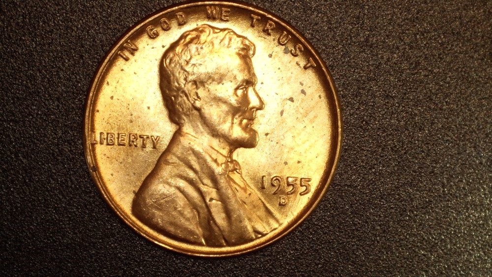 1955-D Error Lincoln Wheat Cent - Die Chip Filled 5 (1)