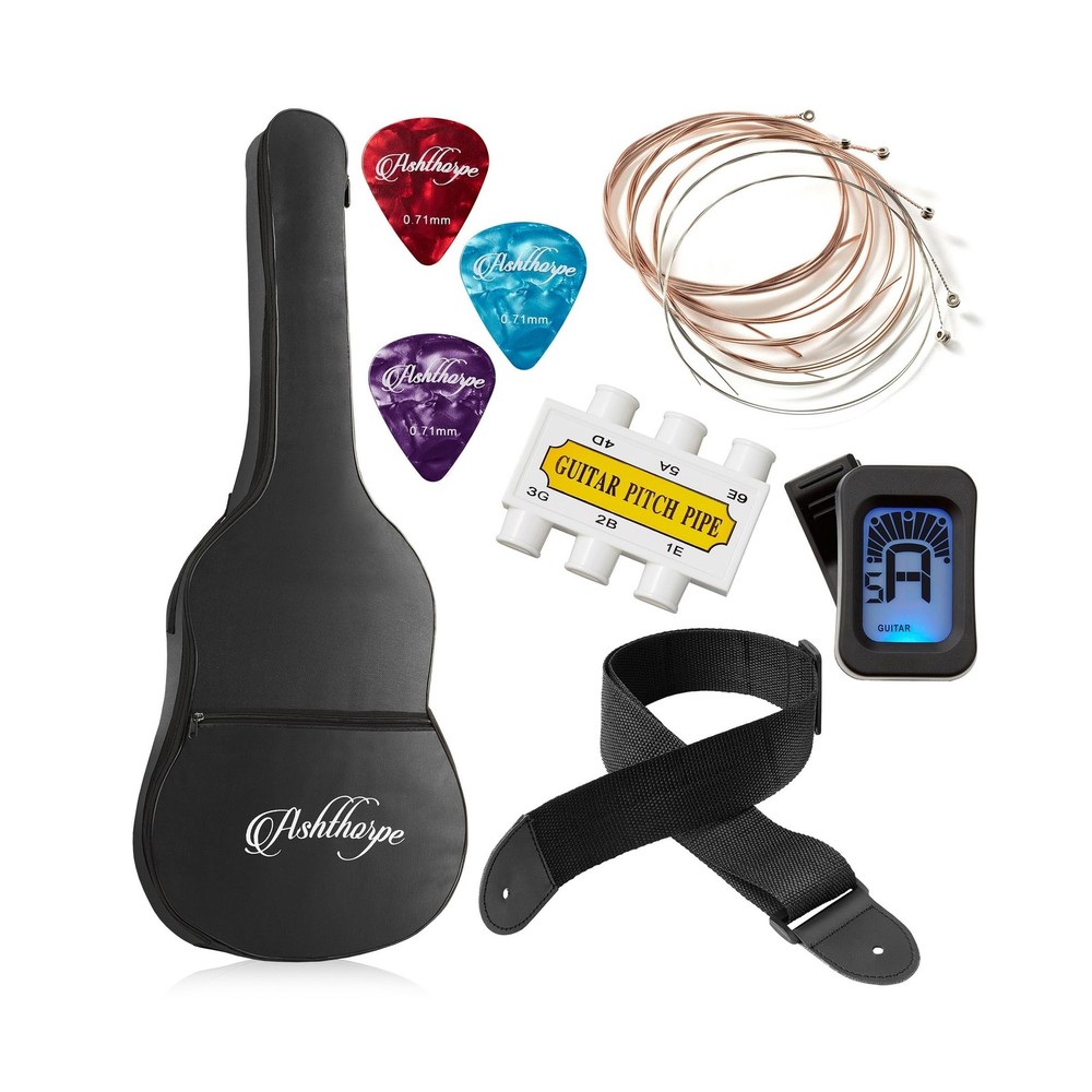 Ashthorpe 38-inch Beginner Acoustic Guitar Package (Black), Basic Starter Kit...