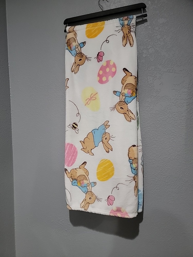 Beatrix Potter Peter Rabbit Easter Egg Spring Garden Plush Throw Blanket 50x70