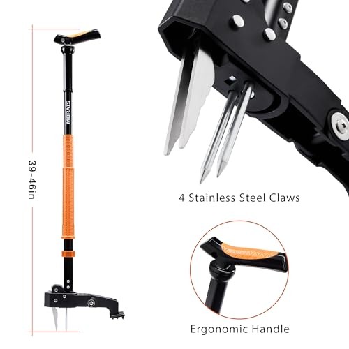 MORAIS Weed Puller Tool, Stand Up Weed Puller Heavy Duty Garden Tool with 4