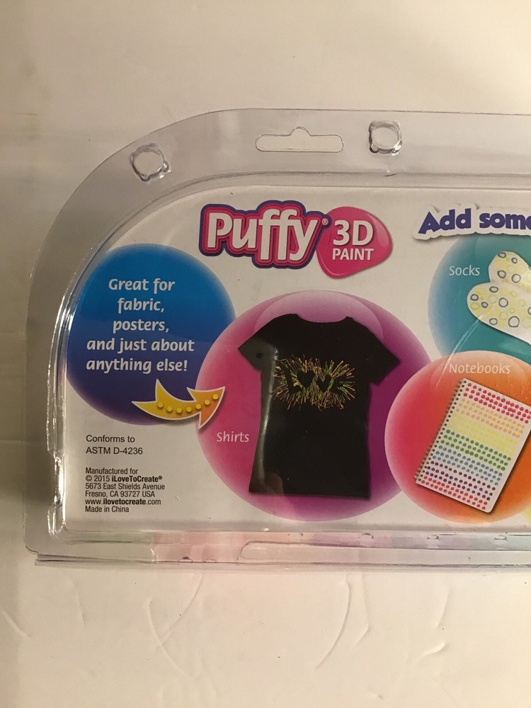 Neon Puffy 3D Paint, 12 Count - Works On Almost Everything with Precision Tips