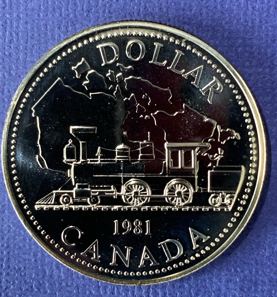 1981 CANADA Railway Train Dollar, PL++++, 50% Silver