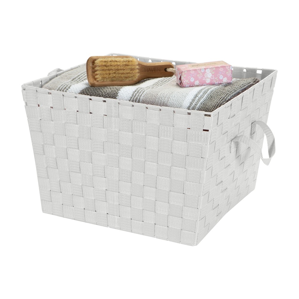 Storage Bin with Strap Handles in Gray
