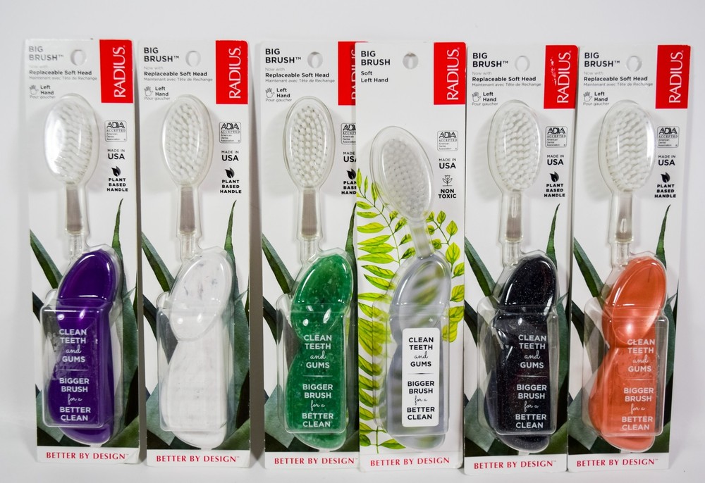 1 RADIUS BIG BRUSH LEFT HAND Toothbrush SOFT Brush Head Replaceable Head