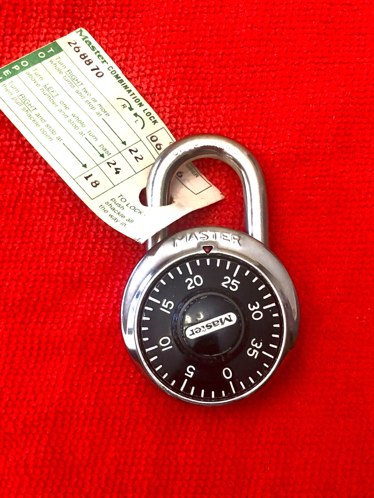 Vintage *NEW* Master Lock 1525 Padlock Combination Lock With Code Paper