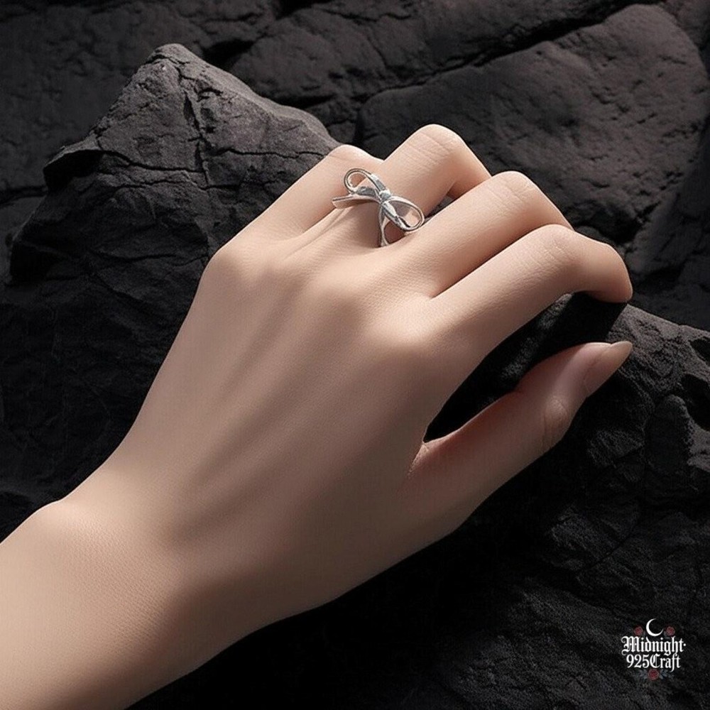 Bow ring, sterling silver ring, minimalist ring, adjustable ring, handmade ring,