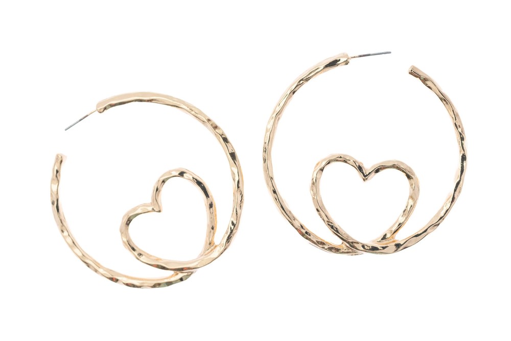 Matted Heart Post Earring