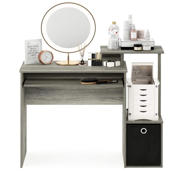 Econ Multipurpose Home Office Computer Writing Desk, French Oak Grey