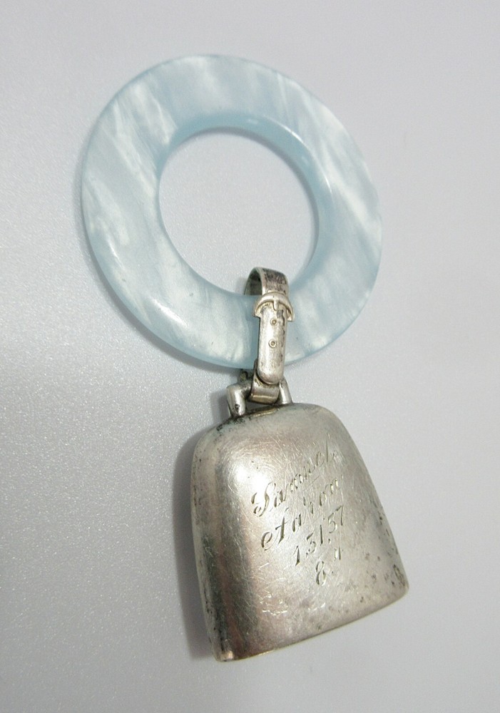 Vintage Web Sterling Teething Ring Celluloid