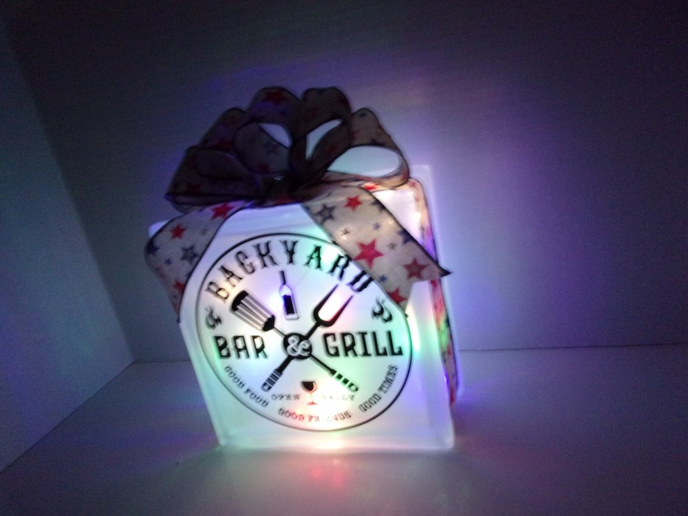 Backyard Bar & Grill Lighted Glass Block